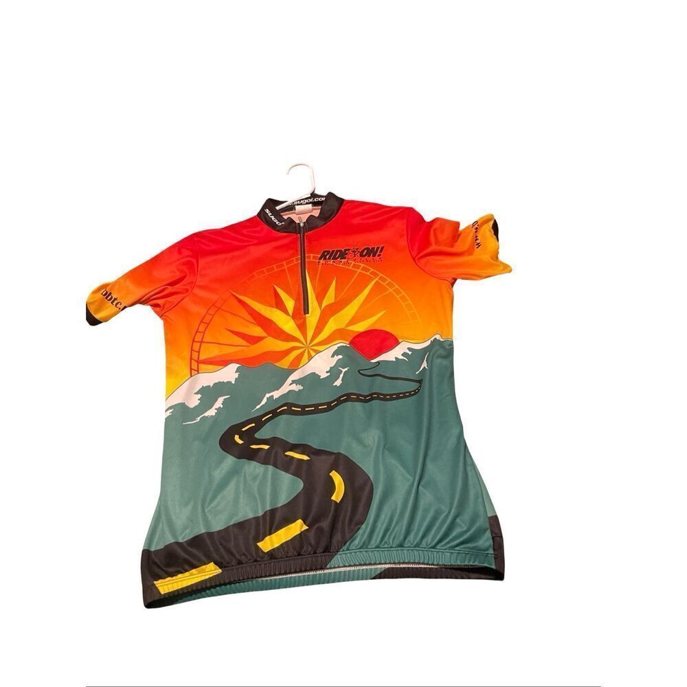 Sugoi Mens Orange Green Black 1/4 Zip Short Sleeve Cycling Jersey Shirt XL